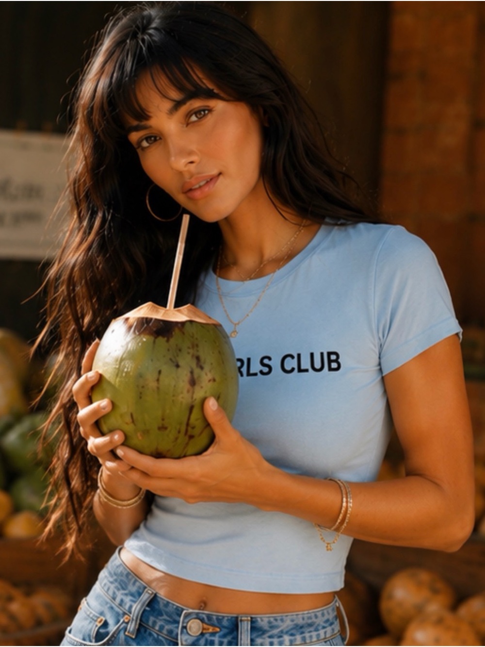 “Bad Girls Club” Baby Tee – One Size | Stretchy Light Blue Graphic Top